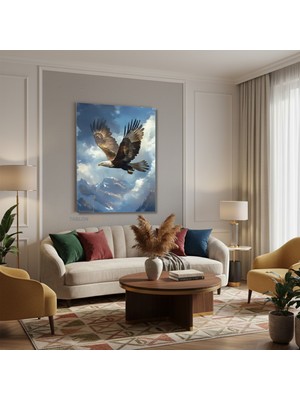 Dikey Kanvas Tablo Salon Duvar Tablosu Yuksekten Uçan Kartal Yeni Ev Hediyesi Ofis Tablosu