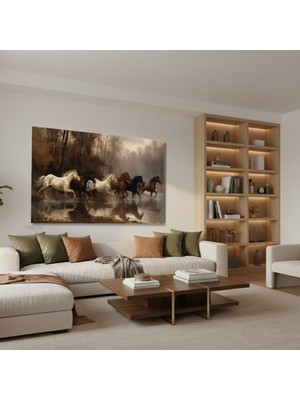 Yatay Kanvas Duvar Tablosu 5AT Salon Tablosu Ofis Tablosu Yeni Ev Hediyesi Dekorasyon