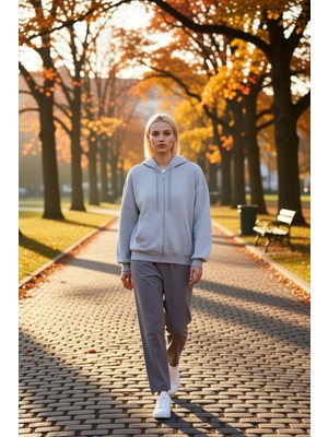 Benerly Kadın Kapüşonlu Düşük Kol Fermuarlı Sweatshirt Uzun Kollu Kalıp Fonksiyonel Dayanıklı Spor