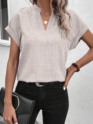Moderie Butik Kadın Kısa Kollu Hakim Yaka Sofya Bluz