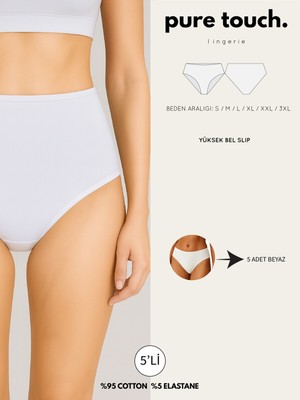 Kadın Yüksek Bel Külot 5'li Paket/beyaz