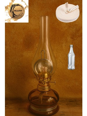 Meandmenostaljik Cam Gaz Lambası – 500 ml Gaz Yağı ve 50 cm Fitil Hediyeli Dekoratif Aydınlatma