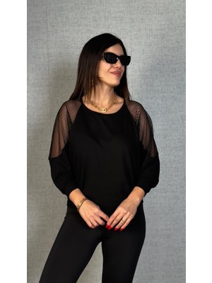 Moderie Butik Kadın Omuzları File Detay Fakir Kol Bluz