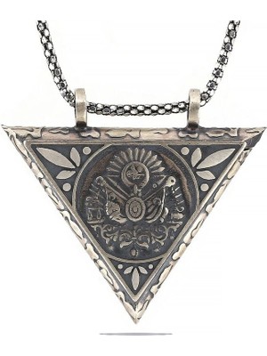 Özcömert Silver Gümüş Üçgen Içi Açılabilen Osmanlı Arma Muskalık Kolye