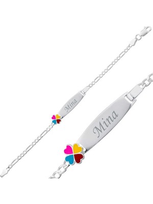 Özcömert Silver ​gümüş Renkli Yonca Plaka Çocuk Bileklik