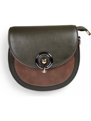 Luglio Shoes Haki Taba Kilit Aksesuar Detaylı Kadın Çantası