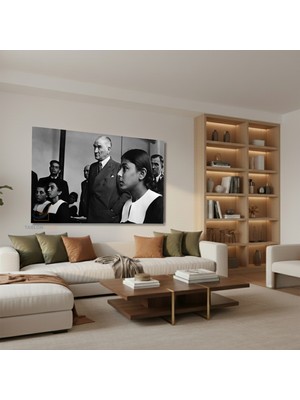 Yatay Kanvas Duvar Tablosu Ataturk Sinifta Salon Tablosu Ofis Tablosu Yeni Ev Hediyesi Dekorasyon