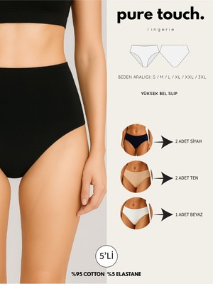 Kadın Yüksek Bel Külot 5'li Paket/siyah - Ten - Beyaz