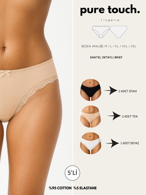 Dantel Detaylı Slip Kadın Külot/siyah - Ten - Beyaz