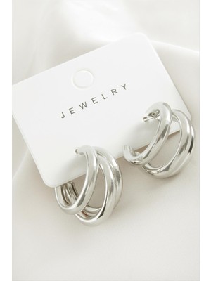 Bijuteri Net 3 Sıra Metal Halka Küpe