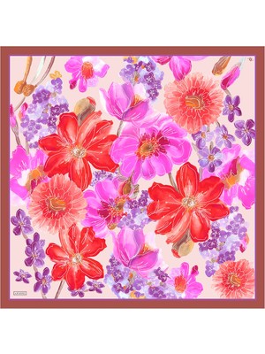 İpekevi Armine İpek Eşarp 2025 Yaz - 9318-50 Kırmızı Mor Twill