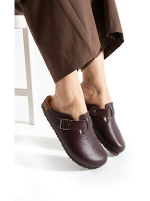 Mycorni Unisex Sabo Anatomik Doğal Mantar Tabanlı Kapalı Hakiki Deri Terlik