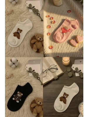 Meine Liebe Unterwäsche Cozybear 4'lü Pamuklu Soket Çorap Seti - Yumuşak Dokulu Ayıcık Serisi
