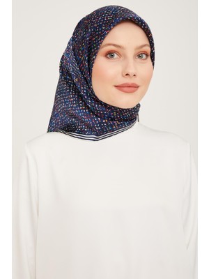 Silk Home Armine Ipek Eşarp Nostalji - 9013-10 Lacivert Ekru Twill