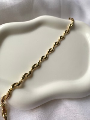 Alp Jewel Xuping Zarif Gold Oval Zincir Detaylı Kadın Bileklik | Kararmaz 316L Çelik