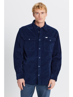 Lee Pamuklu Relaxed Fit Rahat Kesim Klasik Yaka Cepli Kadife Gömlek