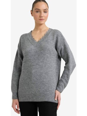 DeFacto Oversize V Yaka Triko Kazak G6653AX25WN