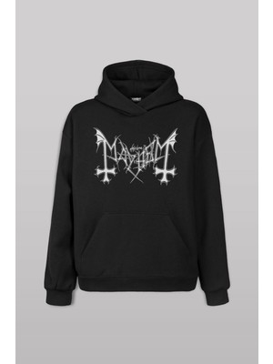 Kendim Seçtim Black Metal Mayhem Music Rock Baskılı Sweatshirt Unisex Kapüşonlu Hoodie