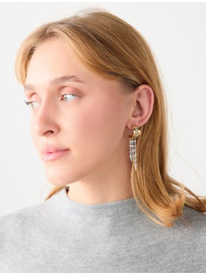 Jimmy Key Altın Rengi Parlak Yarım Halka Figürlü Sallanan Küpe