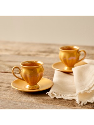 Bella Maison Clara 2'li Porselen Kahve Fincanı Seti Hardal (90 Cc)