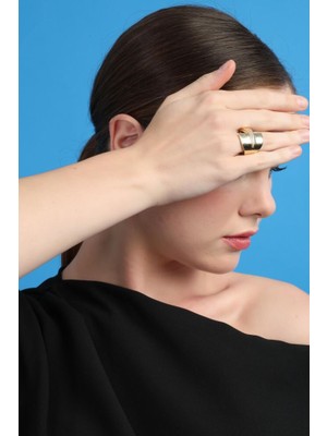 Sembol Gold Işıltı Kavis Yüzük 14 Ayar Altın