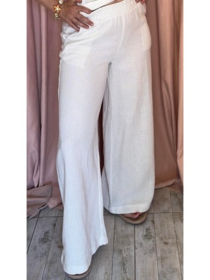 Lefon Beli Lastikli Bol Pantolon