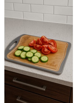 Brillant Bambu Kesme Tahtası – Kaydırmaz Silikon Kenarlı Doğrama Tahtası BR-6600