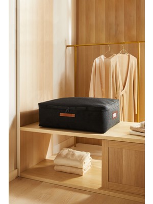 Ocean Home Textile Büyük Boy Siyah Renk Jüt Baza Altı Hurç 62 x 46 x 22 cm