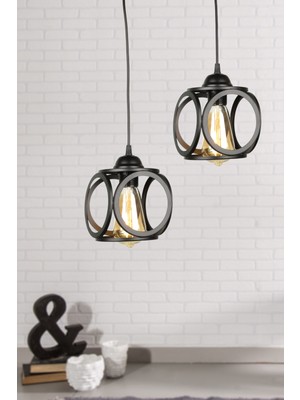 Begüsa Senta 2.li Avize Siyah No:04