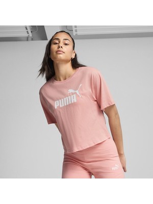 Puma Ess Cropped No. 1 Logo Tee Kadın T-Shirt 684972-96 Ruby Shimmer