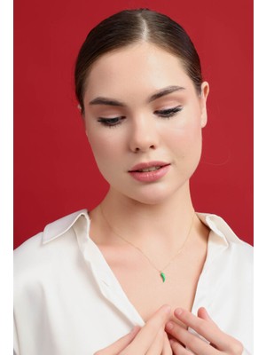 Sembol Gold Yeşil Biber Altın Kolye 43 cm