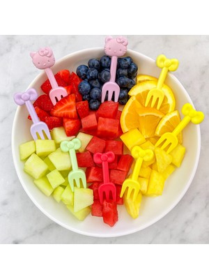 Nefiz Home Hello Kitty Desenli Mini Çatal Seti – 12 Adet Renkli Servis Çatalı