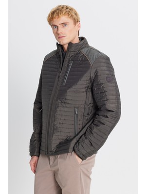 Standart Fit Normal Kesim Dik Yaka Desenli Mont