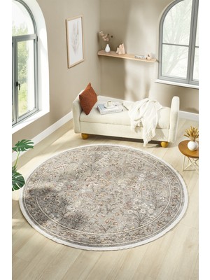 Venucci Home & Living Frezia Floral Bambu Polyester Oturma Odası Salon Mutfak Halısı Eskitme Çiçekli Vintage Halı