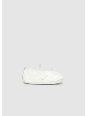 Mayoral Kız Bebek Yenidoğan Kadife Babet Ayakkabı Patik Beyaz 9964