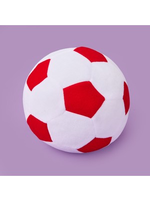 Evidea Soft Futbol Topu Figürlü Yastık - Beyaz / Kırmızı - 30X30 cm