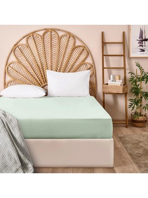 Evidea Soft Basic Çift Kişilik Düz Kenar Çarşaf - Yeşil - 240X260 cm