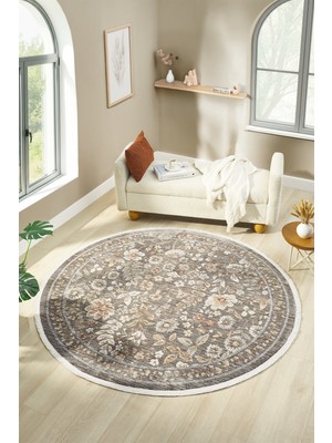 Venucci Home & Living Frezia Floral Bambu Polyester Oturma Odası Salon Mutfak Halısı Eskitme Çiçekli Vintage Halı