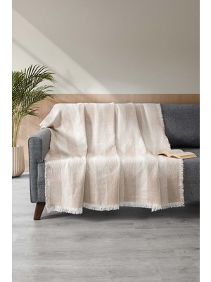 Denizli Concept Jakarlı Koltuk Örtüsü Bej