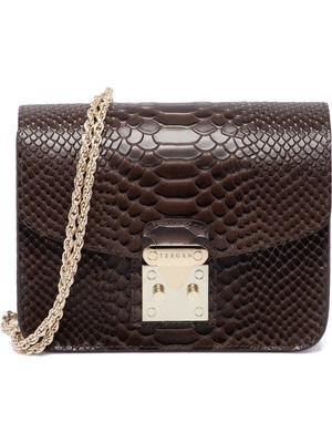 Tergan Kahve Hakiki Deri Kadın Çapraz Askılı Çanta - S25K1BC78972-G0D