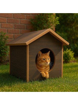 Sokak Hayvanlarına Dış Mekan Yağmura Soğuğa Dayanıklı Çatılı Kedi Evi