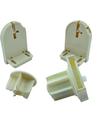 MorPerde 38 lik Stor Perde Erkek Uçlu Zincir Jumbo Mekanizma Dikdörtgen Pimli Boru Sonu Tıpası Geniş Kasa Mandallı Ayak Krem Plastik Takımı