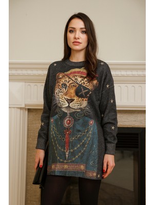 Lumi Kaplan Desenli Tunik Kadın Kazak