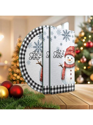 Decovetro Cam Sunum Servis Tabağı 3'lü Yuvarlak Set Winter Yılbaşı Desenli