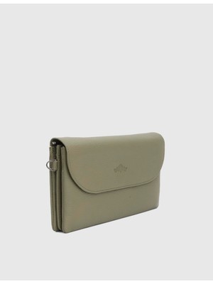 İLVİ Arvin Hakiki Floter Deri Yeşil Kadın Cüzdan