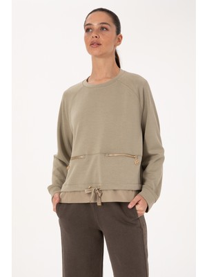 U.S. Polo Assn. Kadın Açık Haki Bisiklet Yaka Sweatshirt 50309098-VR183