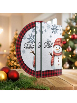 Decovetro Cam Sunum Servis Tabağı 3'lü Yuvarlak Set Christmas Winter Yılbaşı Desenli
