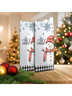 Decovetro Cam Kahve Sofra Sunum Tablası 2'li Set Winter Yılbaşı Desenli 30 x 15 cm