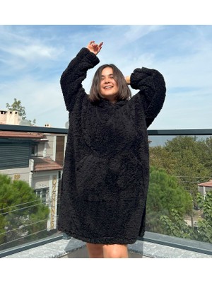 Pabtex Kapüşonlu Peluş Giyilebilir Battaniye – Ultra Yumuşak Oversize