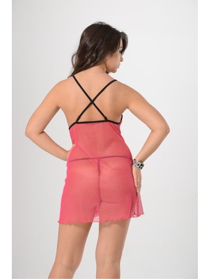Venüs Shopping Pembe Tül Gecelik - 654